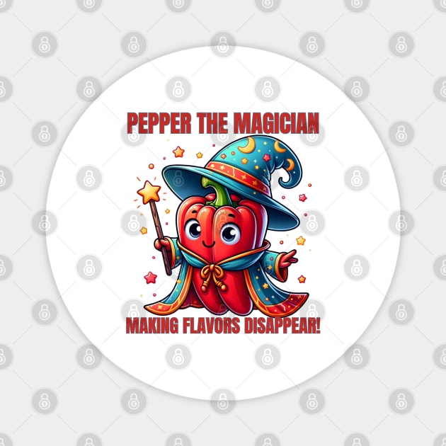 Pepper the Magician - Spicy Spells Magnet by vk09design